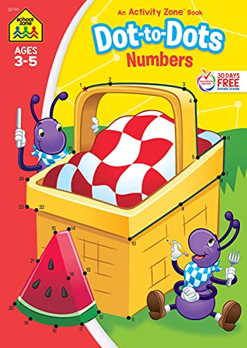 School Zone Dot-to-Dots Numbers Workbook: 32 Pages, Preschool, Kindergarten, Connect the Dots, Numerical Order, Coloring, Ages 3 to 5 (Activity Zone Book Series) - Click to Buy