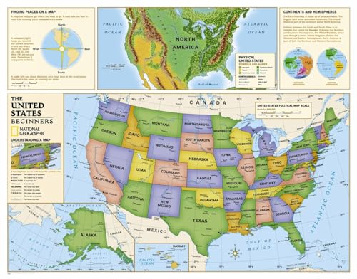 Kids Beginners USA Education, Grades K-3: Wall Maps Education - Click to Buy