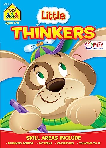 School Zone - Little Thinkers Preschool Workbook - 32 Pages, Ages 3 to 5, Beginning Sounds, Patterns, Alphabet, Counting 0-12, and More (School Zone Little Thinkers® Workbook Series) - Click to Buy