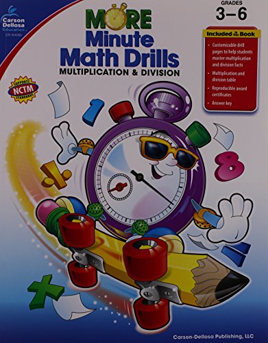 Carson Dellosa More Minute Math Drills Division and Multiplication Workbook, Multiplying and Dividing Skill-Building Activities, Grades 3-6 Mathematics - Click to Buy