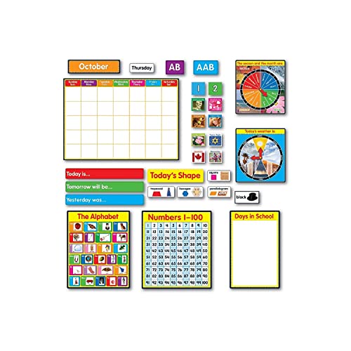 Carson Dellosa 214pc Circle Time Learning Center Calendar Bulletin Board Set, Monthly Calendar, Colors & Shapes, Weather, Alphabet, Number Chart & More Teacher Supplies for Cork Board & Bulletin Board