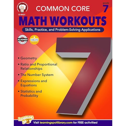 Mark Twain Media | Common Core Math Workouts Workbook | 7th Grade, 64pgs - Click to Buy