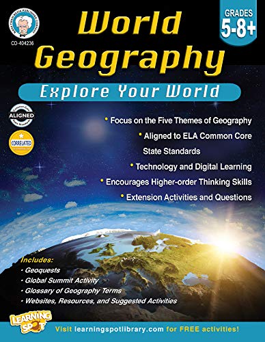 Mark Twain World Geography Workbook, Geography for Kids Grades 5-8+, 5th Grade Workbook & Up Covering the 5 Themes of Geography, Geoquests, and More, Mark Twain Books - Click to Buy