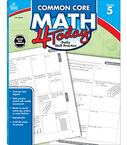 Carson Dellosa | Common Core Math 4 Today Workbook | 5th Grade, 96pgs (Common Core 4 Today) - Click to Buy