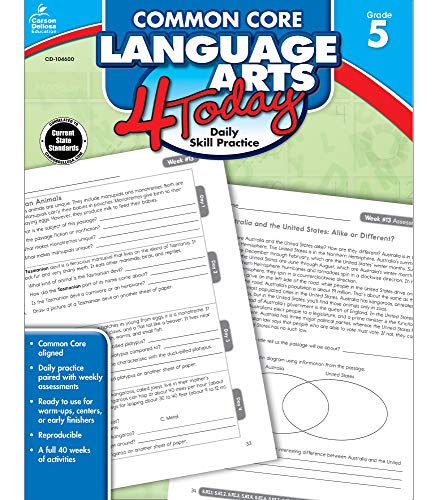 Carson Dellosa | Common Core Language Arts 4 Today Workbook | 5th Grade, 96pgs (Common Core 4 Today) - Click to Buy