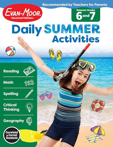 Evan-Moor Daily Summer Activities, Grade 6-7 Workbook, Prevent Learning Loss, Reading Comprehension, Writing, Math, Grammar, Punctuation, Spelling, Multiplication, Division, Fractions, Geography, Maps - Click to Buy