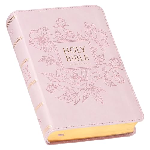 KJV Holy Bible, Compact Large Print Faux Leather Red Letter Edition - Ribbon Marker, King James Version, Pink - Click to Buy