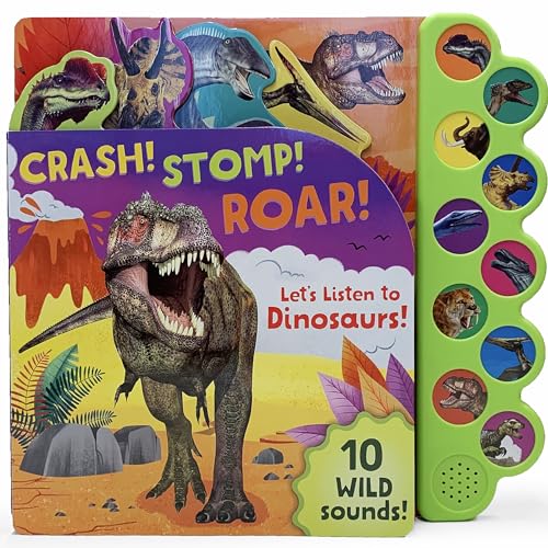 Crash! Stomp! Roar! Let's Listen To Dinosaurs! 10-Button Sound Book, Gifts For Little Dino Lovers - Click to Buy