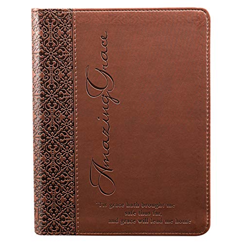 Amazing Grace in Brown Journal: Debossed brown luxleather cover, 240 lined pages with Scripture verse at the bottom of each, Attached ribbon page marker and presentation page for gift giving - Click to Buy