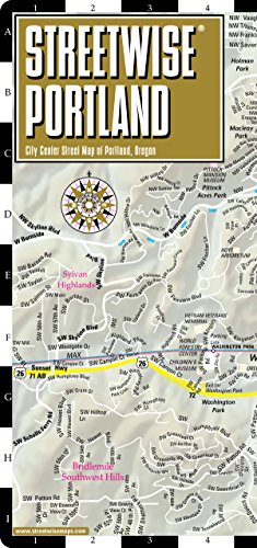 Streetwise Portland Map - Laminated City Center Street Map of Portland, Oregon - Folding pocket size travel map with Max Light Rail map - Click to Buy
