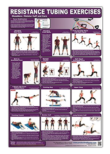 Resistance Tubing Exercises Poster/Chart -Shoulders/Rotator Cuff & Core Laminated; Stretch Tubing Charts - Stretch Band Chart - Exercise Tubing Chart ... Fitness - Group Fitness with Resistance Bands - Click to Buy