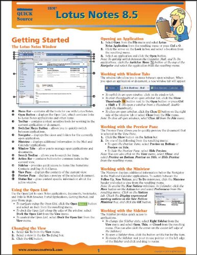 IBM Lotus Notes 8.5 Quick Source Reference Guide - Click to Buy