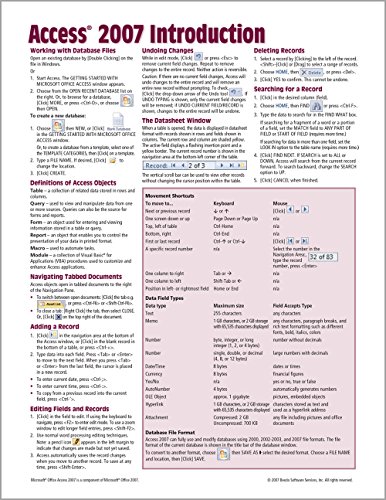 Microsoft Access 2007 Introduction Quick Reference Guide (Cheat Sheet of Instructions, Tips & Shortcuts - Laminated Card) - Click to Buy