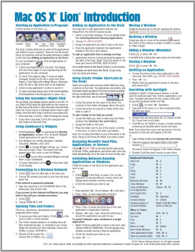 Mac OS X Lion Introduction Quick Reference Guide (Cheat Sheet of Instructions, Tips & Shortcuts - Laminated Card) - Click to Buy