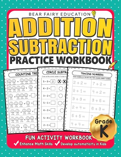 Addition Subtraction Practice Workbook .: Kindergarten books, Activity Workbook for Kids, Kindergarten Math Skills - Click to Buy