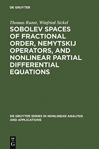 Sobolev Spaces of Fractional Order, Nemytskij Operators, and Nonlinear Partial Differential Equations (De Gruyter Series in Nonlinear Analysis and Applications, 3)