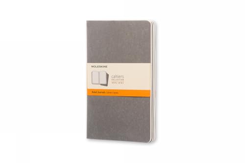 Moleskine Cahier Journal, Soft Cover, Large (5" x 8.25") Ruled/Lined, Pebble Grey, 80 Pages (Set of 3) - Click to Buy