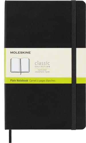 Moleskine Classic Plain Paper Notebook, Hard Cover and Elastic Closure Journal, Color Black, Size Large 13 x 21 cm, 240 Pages - Click to Buy