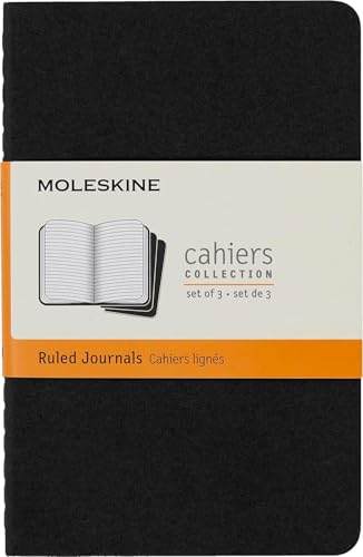 Moleskine Cahier Journal, Soft Cover, Large (5" x 8.25") Ruled/Lined, Black, 80 Pages (Set of 3) - Click to Buy