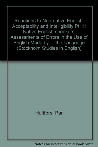 Acceptability and Intelligibility (Pt. 1) (Stockholm Studies in English) - Click to Buy