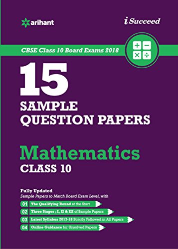 15 Sample Question Papers Mathematics for Class 10 CBSE - Click to Buy