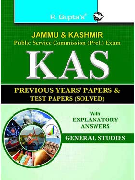 J&K PSC (Prel) Exam: KAS Previous Years' Papers & Test Papers (Solved): GENERAL STUDIES - Click to Buy