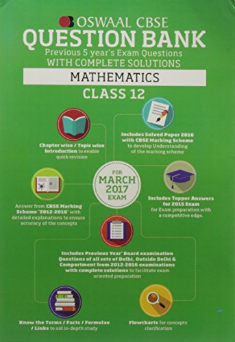 Oswaal CBSE Question Bank with Complete Solutions for Class 12 Mathematics (For 2017 Exams) - Click to Buy