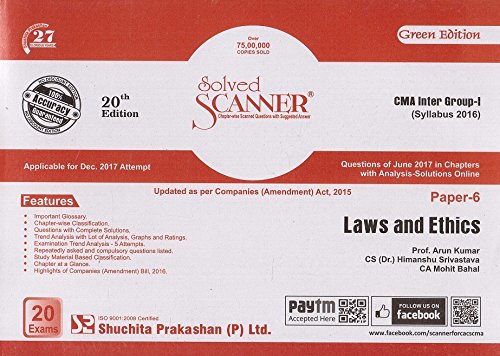 Shuchita Prakashan's Solved Scanner for CMA / CWA Inter Group-I Paper-6 Laws & Ethics December 2017 Exam - Click to Buy