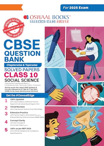 Oswaal CBSE Question Bank Class 10 Social Science, Chapterwise and Topicwise Solved Papers For Board Exams 2025 - Click to Buy