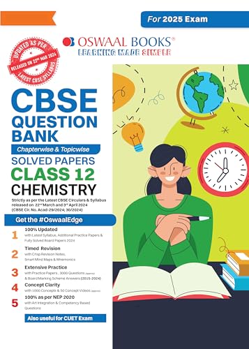 Oswaal CBSE Question Bank Class 12 Chemistry, Chapterwise and Topicwise Solved Papers For Board Exams 2025 - Click to Buy