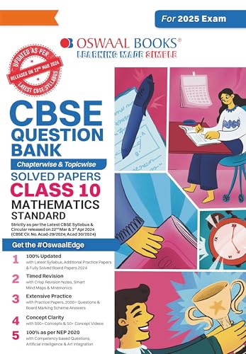 Oswaal CBSE Question Bank Class 10 Mathematics (Standard), Chapterwise and Topicwise Solved Papers For Board Exams 2025 - Click to Buy
