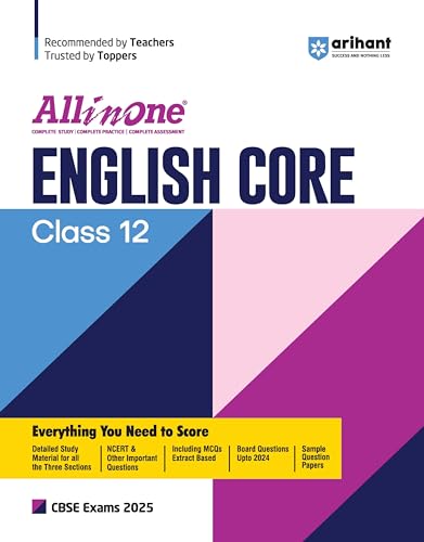 All In One English Core class 12th Based On Latest NCERT For CBSE Exams 2025 | Mind map in each chapter | Clear & Concise Theory | Intext & Chapter Exercises | Sample Question Papers - Click to Buy