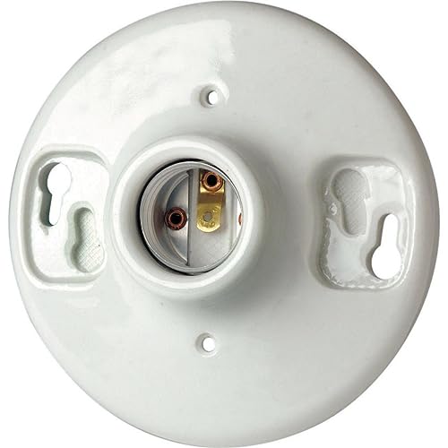 Leviton 9875 Porcelain Outlet Box Mount, Incandescent Ceiling Lampholder, Keyless, White - Click to Buy