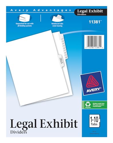Avery Premium Collated Legal Dividers, Letter Size, 1-10 and Table of Contents, 1 Set (11381) - Click to Buy