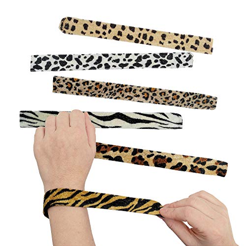 12 animal print slap bracelets - party favor toy bracelet set - Click to Buy