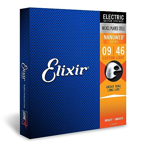 Elixir Strings Electric Guitar Strings w NANOWEB Coating, Custom Light (.009-.046) - Click to Buy