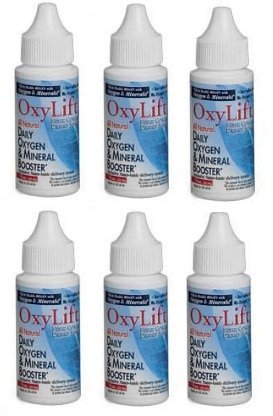 OxyLift® Sixpack, All Natural Daily Oxygen & Mineral Booster with Ionic Minerals, Enzymes, Amino Acids & Beneficial Subtle Energy Booster/ Supplement 6 bottle package.