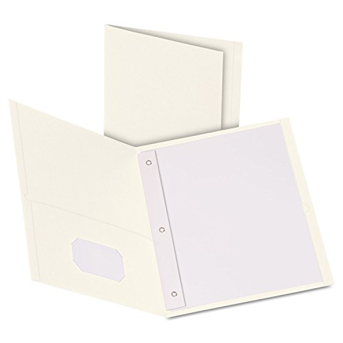 Oxford 57704 Twin Pocket Portfolios with Three Tang Fasteners, White, 25 per Box