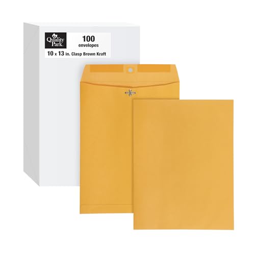 Quality Park 10" x 13" Clasp Envelopes, Heavy 32 lb Brown Kraft, Gummed Flap, 100/Box (QUA37797) - Click to Buy