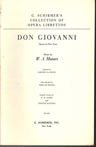 DON GIOVANNI Opera In Two Acts - Click to Buy