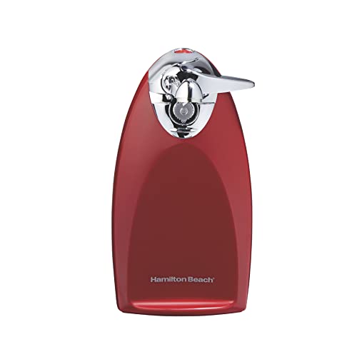 Hamilton Beach Electric Automatic Can Opener with Auto Shutoff, Knife Sharpener, Cord Storage, and SureCut Patented Technology, Extra-Tall, Red - Click to Buy