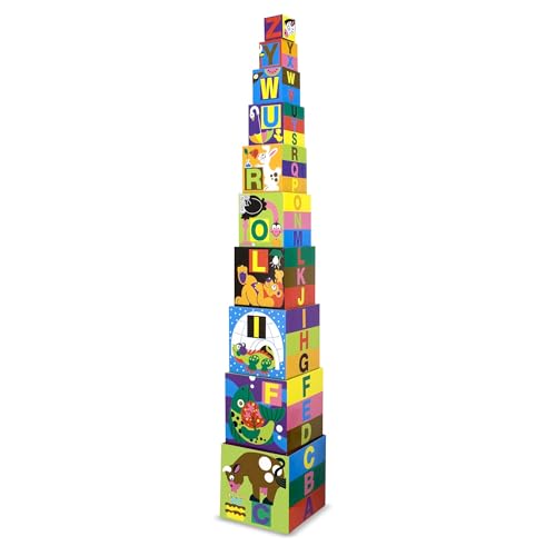 Melissa & Doug Alphabet Nesting And Stacking Blocks (Developmental Toys, Easy Storage, Durable Construction, 10 Cardboard Nesting Boxes),Multicolor - Click to Buy