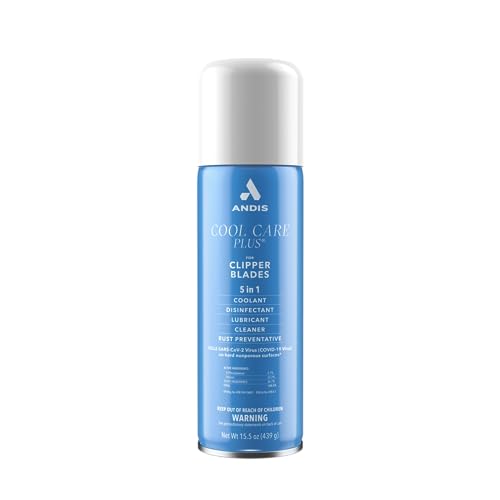 Andis 12750 Cool Care Plus 5-in-1 Clipper Spray, 15.5 oz Can, Blade Care and Treatment, Blue - Click to Buy