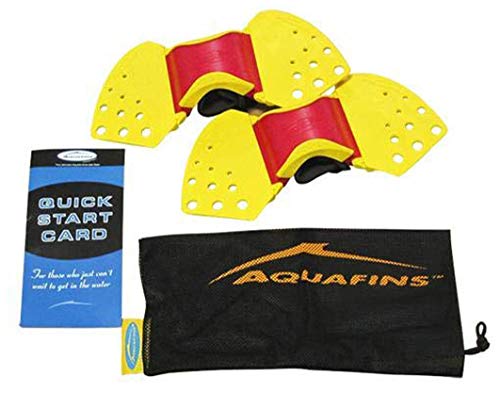 THERABAND Aquafins Aquatic Exercise Kit For Water Resistance Training for Upper/Lower Body, Pool Physical Therapy, Water Aerobics Equipment, 2 Fins, Mesh Bag, and Quick Start Exercise Instructions - Click to Buy
