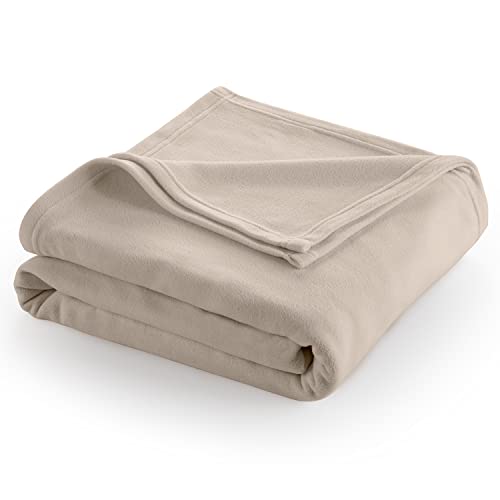 Twin Size Fleece Bed Blanket | Comfy Supersoft Fleece Blanket – All-Season Light Weight Throw Blanket | Luxuriously Soft | Throw Blanket for Couch and Sofa | Machine Wash | Beige - Click to Buy