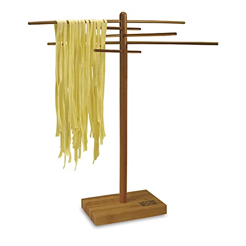 Weston Bamboo Pasta Drying Rack (53-0201), 10 Drying Arms, 16" Tall, 14" Wide, Stores Flat - Click to Buy