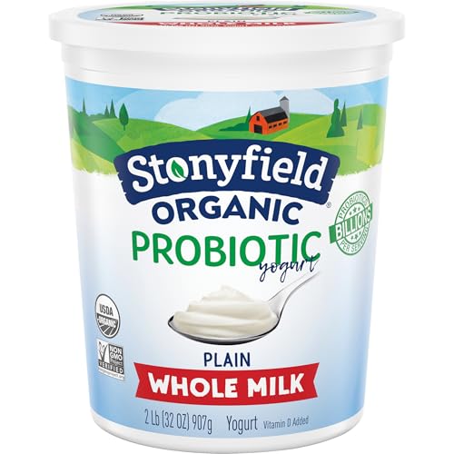 Stonyfield Organic Whole Milk Probiotic Yogurt, Plain, 32 oz. – Immunity & Digestive Health - Click to Buy