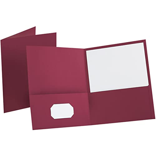 Oxford Twin-Pocket Folders, Textured Paper, Letter Size, Burgundy, Holds 100 Sheets, Box of 25 (57557) - Click to Buy