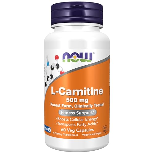 NOW Foods Supplements, L-Carnitine 500mg, Purest Form, Amino Acid, Fitness Support*, 60 Veg Capsules - Click to Buy