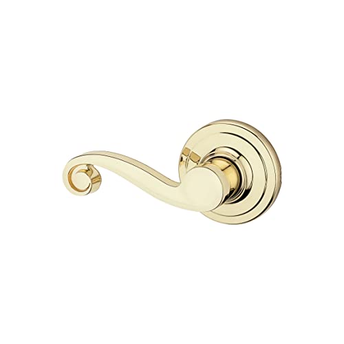 Kwikset Lido Left-Handed Half-Dummy Lever with Microban Antimicrobial Protection in Polished Brass (97880-682) - Click to Buy